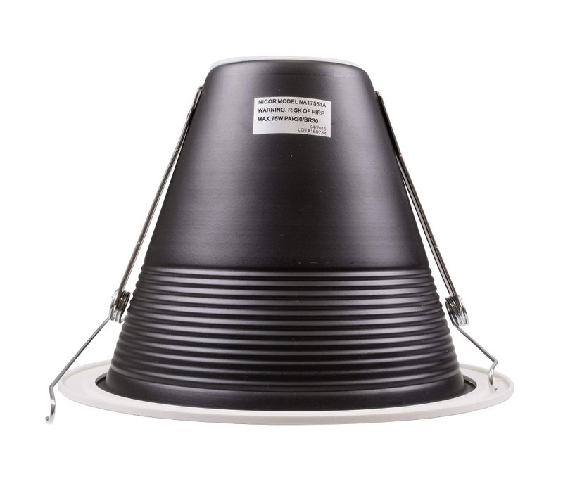 NICOR Lighting 6 inch Black Cone Baffle Trim with White Trim Ring, Fits 6 inch Housings (17551A) - Image 5